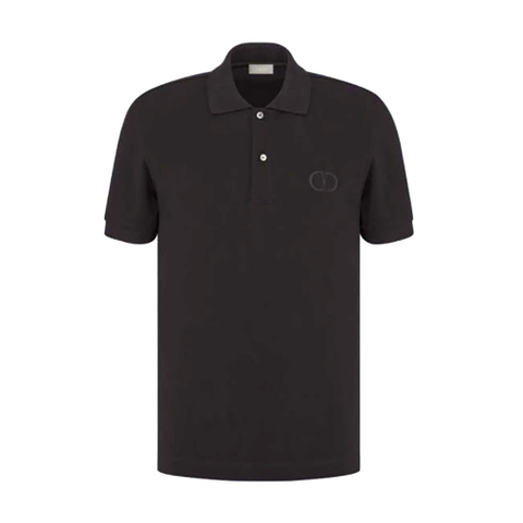 ÁO DIOR CD Icon Polo Shirt Black Cotton Pique SS2022