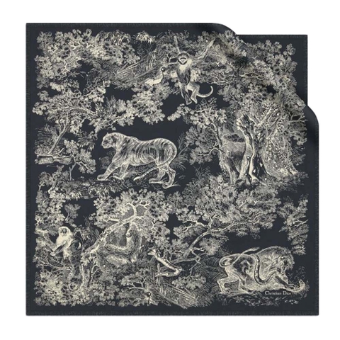 KHĂN Dior Women Toile DE Jouy Reverse Square Scarf Silk Twill-Black