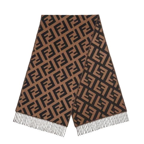 KHĂN Fendi Women FF Scarf Brown Cashmere Scarf