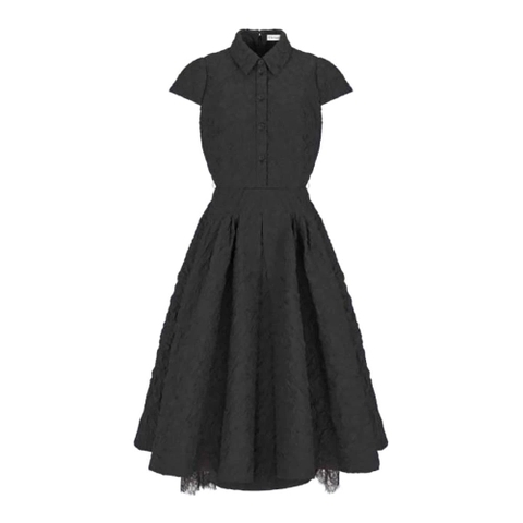 Váy Dior Dress with Belt Black Cloqué Technical Fabric