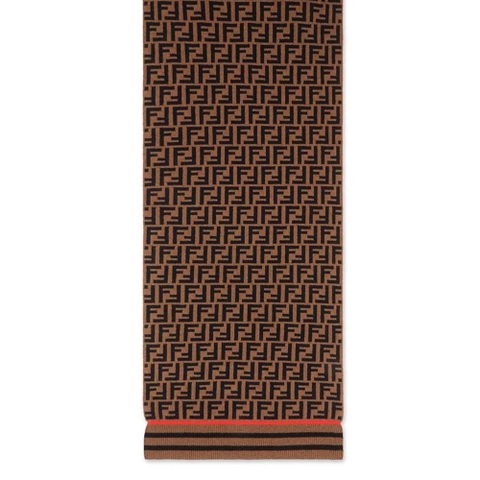 KHĂN Fendi Women Brown Wool and Cashmere FF Scarf