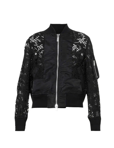 ÁO SACAI Lace-embroidered panel woven jacket