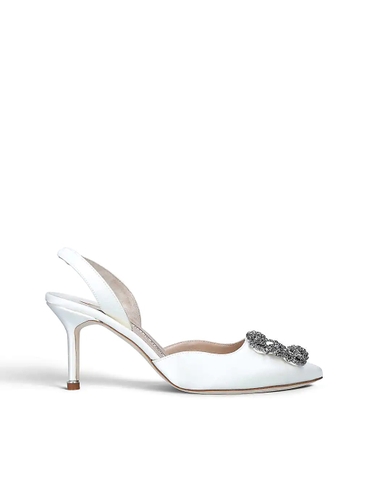 GIÀY MANOLO BLAHNIK Hangisi 70 crystal-embellished satin slingback courts