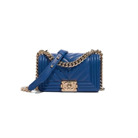 TÚI Chanel Boy Small Calf Blue