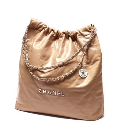 TÚI CHANEL 22 SILVER METAL BEIGE BUCKLE