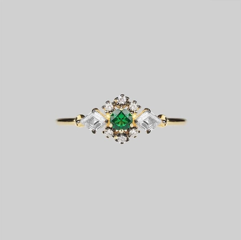 Supernova Green Gems Cluster Gold Ring Gold 14K
