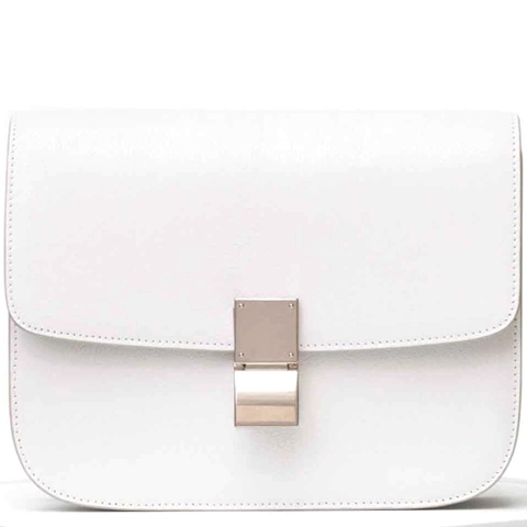 TÚI Celine Medium Classic Bag in Box Calfskin Leather-White