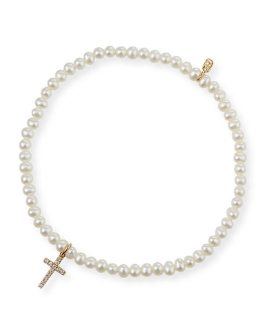 HENDERSON 14k Diamond Cross & Pearl Bracelet