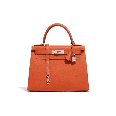 TÚI Hermès Kelly 28 Epsom Terre Battue Silver Buckle khóa trắng