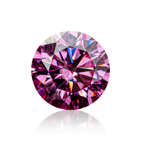 KIM CƯƠNG Round Hearts and Arrows Cut Coated Pink Loose Moissanite Stone
