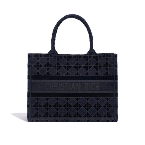 TÚI DIOR Book Tote Medium Canvas Velvet Navy Blue