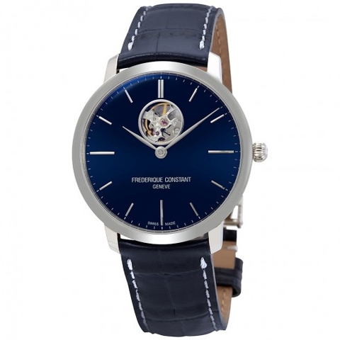 Frederique Constant Slimline Blue Dial Leather Strap Mens FC-312N4S6