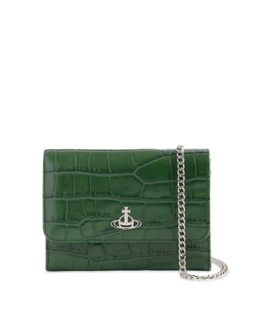 TÚI VIVIENNE WESTWOOD Croc-embossed cross-body leather wallet on-chain