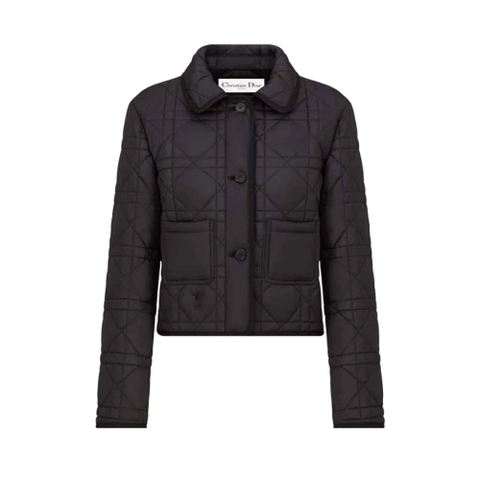 ÁO Dior Women Macrocannage Jacket Black Quilted Technical Taffeta