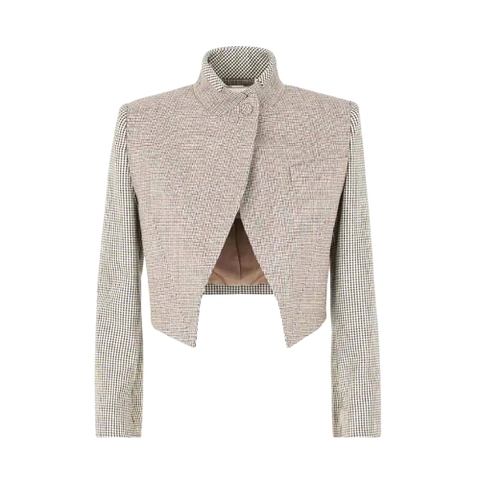 ÁO Fendi Women Beige Houndstooth Wool Jacket