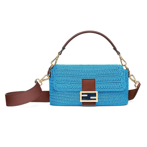TÚI Fendi Women Baguette Bag in Traditional Cotton Crochet Bag-Blue