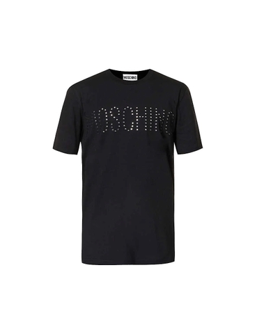 ÁO MOSCHINO Mirrors logo-embroidered cotton-jersey T-shirt