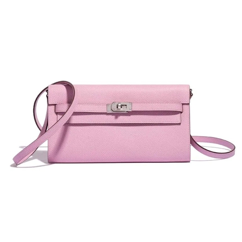 TÚI Hermès Kelly To Go Epsom Mauve Sylvestre Silver Buckle khóa trắng