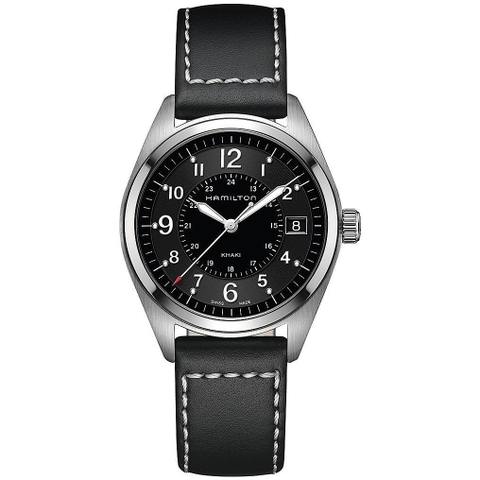 Hamilton Khaki Field Black Dial Black Leather Watch