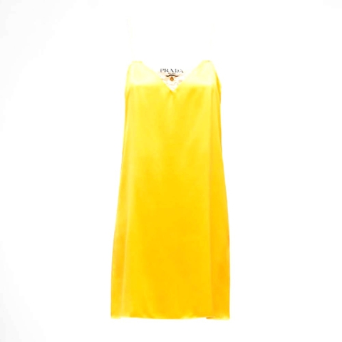 Váy Prada Crepe Satin Mini-Dress with Belt-Yellow
