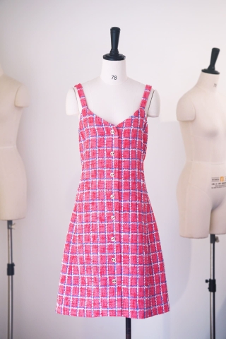 ĐẦM HAI DÂY CHANEL MÀU HỒNG PINK MID DRESS High Classy