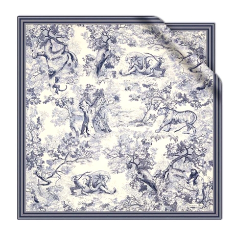 KHĂN Dior Women Toile De Jouy Square Scarf Blue Silk Twill