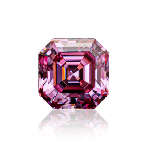 KIM CƯƠNG Asscher Cut Coated Pink Loose Moissanite Stone