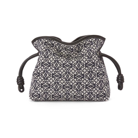 TÚI LOEWE Mini Flamenco Clutch in Anagram Jacquard and Calfskin-Black