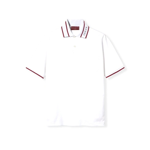 ÁO GUCCI LOGO COLLAR POLO SHIRT WHITE