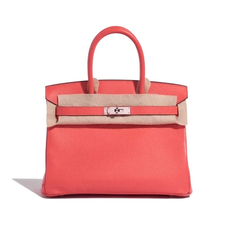 TÚI Hermès Birkin 30 Epsom Rouge Pivoine Silver Buckle khóa trắng