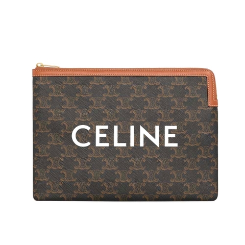 TÚI Celine Small Pouch in Triomphe Canvas and Lambskin