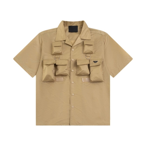 ÁO PRADA SHIRT POCKET RE-NYLON MÀU KEM UNISEX