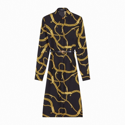 ÁO Versace Women Greca Chain Midi Dress-Black