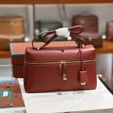 TÚI Loro Piana Women Loro Piana Extra Pocket bằng da bê màu xám da voi 27