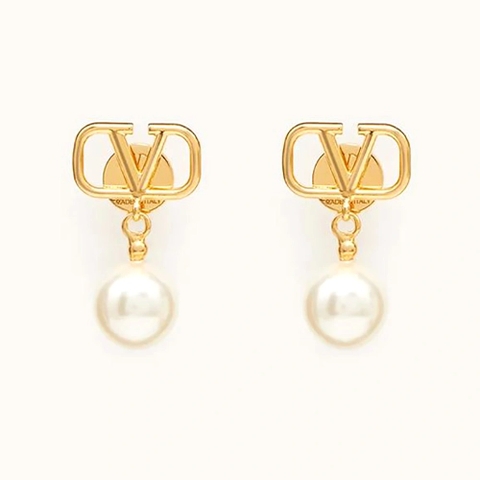 BÔNG TAI Valentino Women Vlogo Signature Earrings with Swarovski Pearls