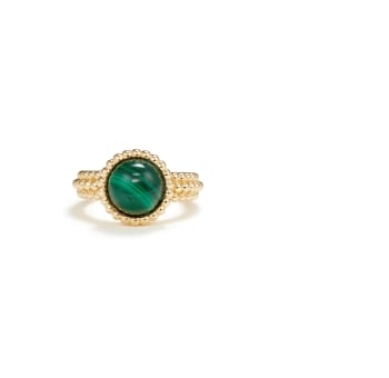 Van Cleef & Arpels A Malachite(đá lông công) and Gold 'Perlée Couleurs' Ring