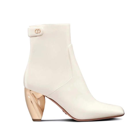 Giày Dior Women Rhodes Heeled Ankle Boot White Supple Calfskin