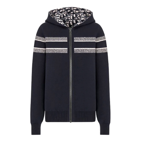ÁO Dior Reversible Zipped Cardigan Oblique Technical Cashmere SS2022
