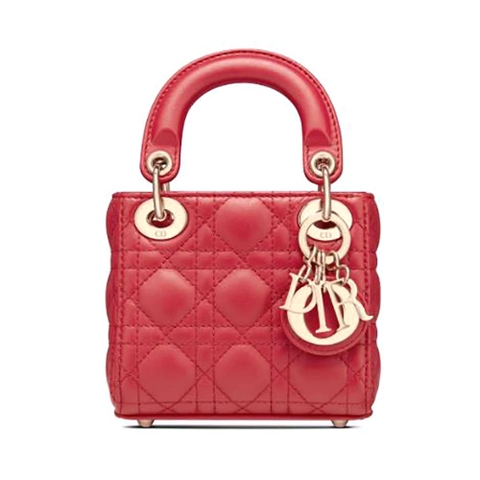 TÚI Dior Women Micro Lady Dior Bag Red Cannage Lambskin