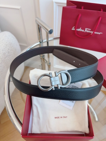 DÂY LƯNG Salvatore Ferragamo Adjustable Gancini Belt Khóa đen mờ