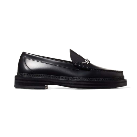 GIÀY JIMMY CHOO Eric Haze Ezra M Black Box Calf Loafers with Eric Haze Star Chain