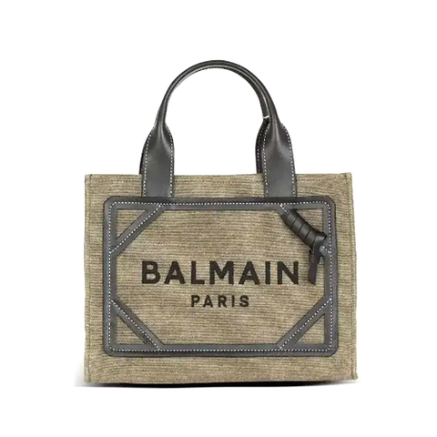 TÚI BALMAIN B-Army Small Canvas Shopping Bag with Leather Inserts