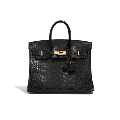 TÚI Hermès Birkin 25 Matte Alligator Black Gold Buckle khóa vàng