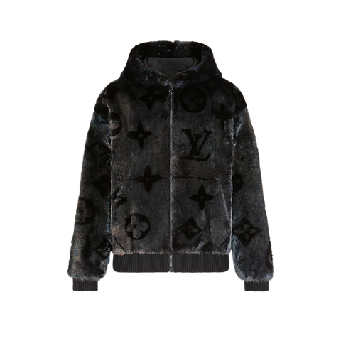 ÁO LOUIS VUITTON MONOGRAM MINERAL MINK FUR ZIPPED HOODIE