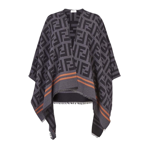 KHĂN Fendi Women FF Poncho Multicolor Wool and Silk Poncho-Silver
