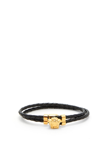 VERSACE Medusa-charm braided leather bracelet