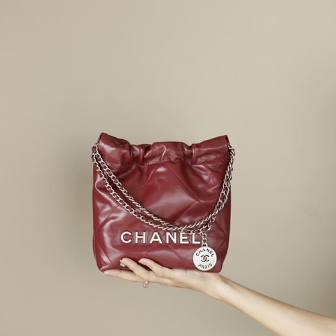 TÚI CHANEL 22 MINI Da Bê Sáng Bóng màu đỏ Maple Red