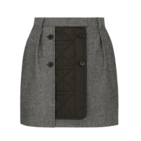 Chân váy Dior Miniskirt with Macrocannage Lining Gray Cotton Drill