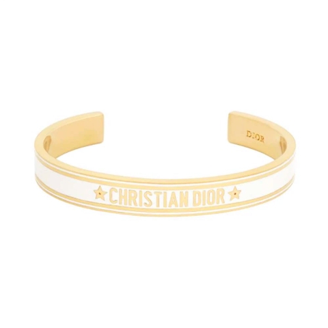VÒNG TAY Dior Women Code Bangle Gold-Finish Metal and White Lacquer