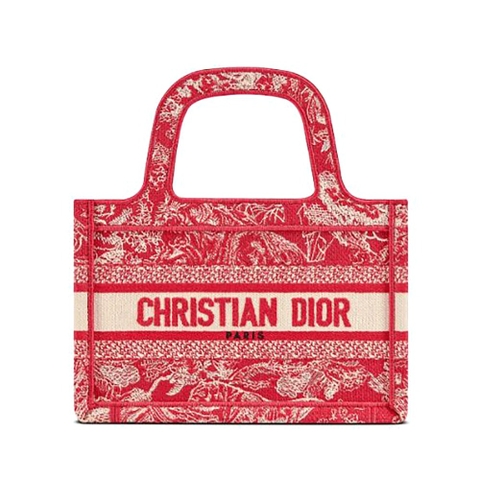 TÚI Dior Women Mini Dior Book Tote Fuchsia Toile de Jouy Reverse Embroidery